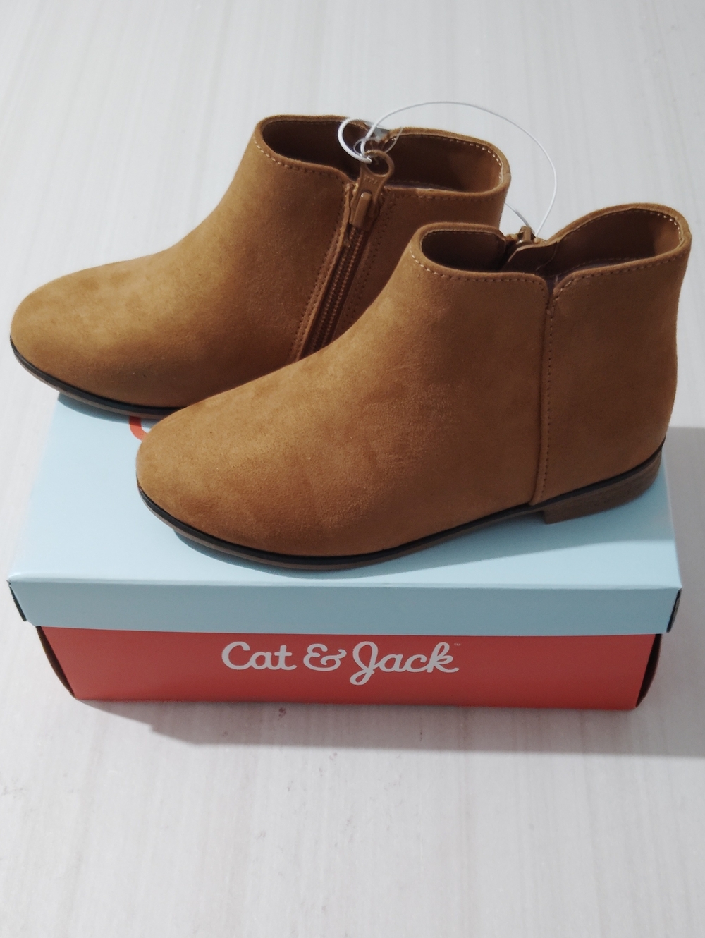 Cat & Jack Girls Brown Suede-Look Ankle Boots Size 13 NWT